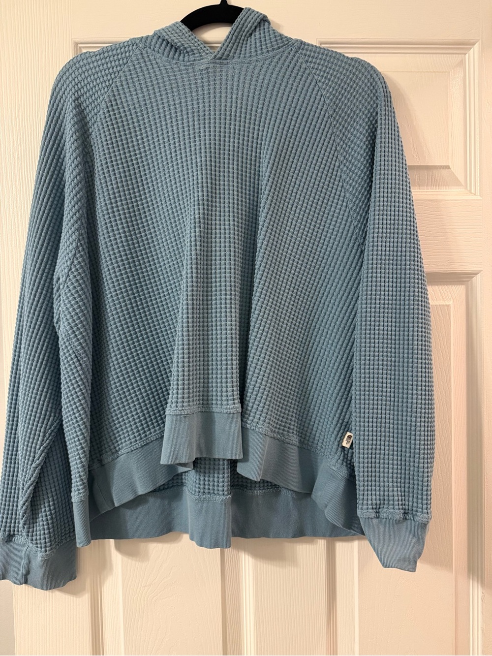 The North Face Light Blue Waffle-Knit Hoodie Sweater